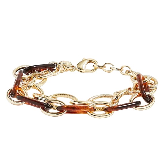 J. Crew Bracelet 7.5” Tortoise Chain Set BL436 - Picture 1 of 8